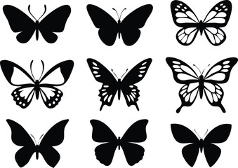 Different butterflies set. Vector illustration