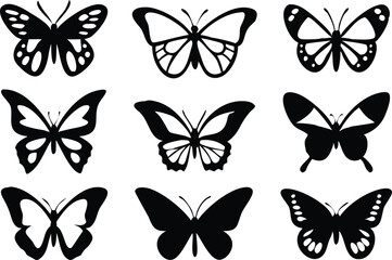 Different butterflies set. Vector illustration