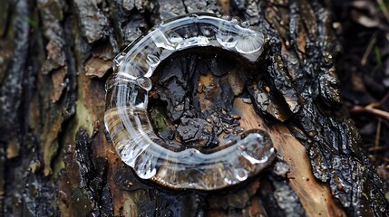 Uppercase letter C made by water isolated on tree background