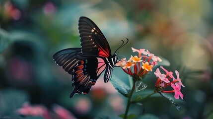 Butterfly resting on a flower with wings displaying delicate patterns and vibrant colors captured in a detailed macro shot showcasing the natural elegance and beauty of wildlife