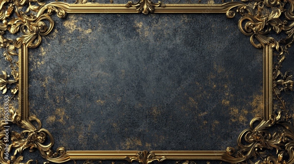 Aufkleber elegant gold frame on textured background