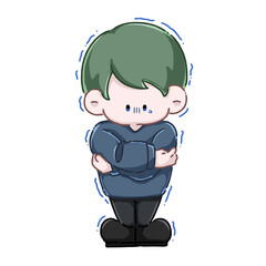 震えている男性