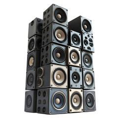 Obraz premium Dynamic Stack of Speakers Ready to Pump Up the Volume