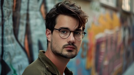 Fototapeta premium Young man with glasses in