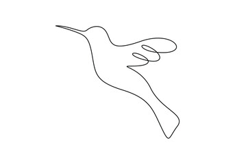 Hummingbird in one continuous line drawing. Isolated on white background vector illustration