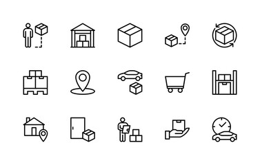 Cargo delivery vector linear icons set. Isolated icon collection such as delivery, delivery service, cargo and more.