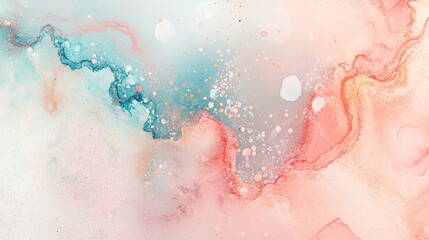 Fototapeta premium abstract background of water color splash, pastel color, green brown orange tone. draw on rough paper. 