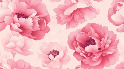 Obraz premium Digital flat illustration of a seamless pattern featuring elegant pink peonies on a light powdery pink background suitable for card invitation banner fabric and poster design