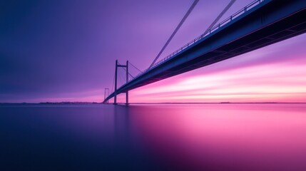 Obraz premium Bridge Under a Vibrant Pink Sky