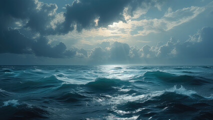 Fototapeta premium Vast Ocean and Dramatic Clouds: The Majestic Beauty of Nature