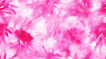 Fototapeta premium Pink Tie Dye Swimwear Fabric Romantic Hippy Textures Watercolor Stain Pattern Seamless Design Retro Sketch Style