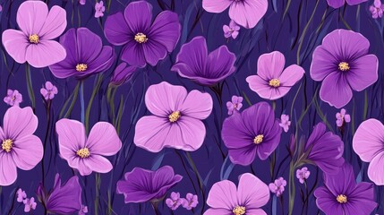 Violet seamless floral pattern featuring spring flowers ideal for textiles book covers wallpapers print projects gift wrapping and scrapbooking