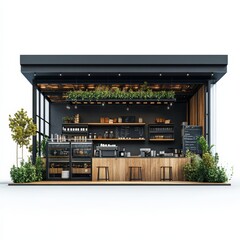 realistic interior of coffee shop, 3D perspective, cubic style, isolate on white background --chaos 25 --v 6.1 Job ID: 6f71fcc0-9904-4dbe-926b-25513fb5339f