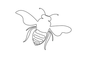 Bee continuous One Line Drawing Illustrations Vectors