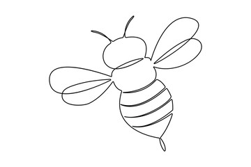 Bee continuous One Line Drawing Illustrations Vectors