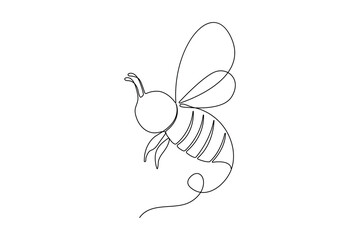 Bee continuous One Line Drawing Illustrations Vectors