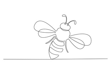 Bee continuous One Line Drawing Illustrations Vectors