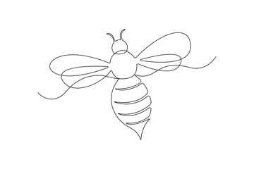 Bee continuous One Line Drawing Illustrations Vectors