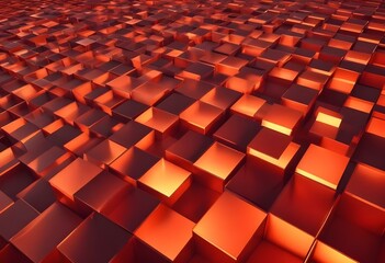 Obraz premium A macro shot of a squared pattern copper texture, revealing the metallic sheen and rich, warm tones of copper, with visible scratches and dimples that add character., close-up shot, short distance, pa