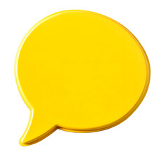 A speaking bubble in yellow set against a white backdrop.