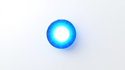 A radiant blue dot with soft edges, representing the light of democracy guiding humanity to a prosperous future, centered on a white background