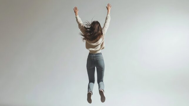 Woman Jumping in Studio