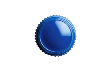 Plastic water bottle cap, blue in color