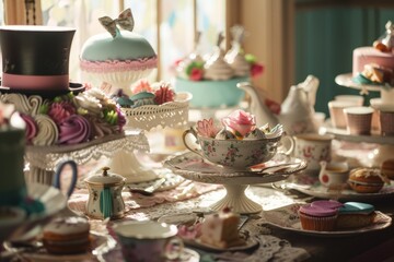 Alice in Wonderland Tea Party Decorations: A Mad Hatter Banquet in a Whimsical Garden Setting