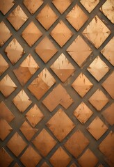 Fototapeta premium A macro shot of a squared pattern copper texture, revealing the metallic sheen and rich, warm tones of copper, with visible scratches and dimples that add character., close-up shot, short distance, pa