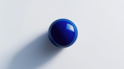 An abstract, deep blue dot with a soft shadow, symbolizing the democratic future of humanity, centered on a white background for a minimalistic effect