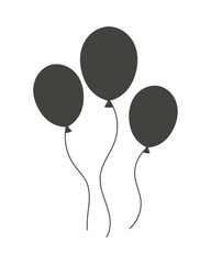 The silhouettes of balloons are gray on a transparent background.
