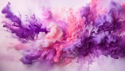 Obraz premium Explosive splashes of vibrant purple and pink paint. Chaotic pattern. Abstract splashes.