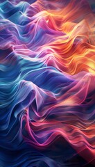 Obraz premium Abstract 3D melody lines with vibrant hues, 3D background music, creative and unique