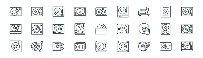 27 set of outline vinyl icons such as vinyl, vinyl, vector thin line icons for web design, mobile app.