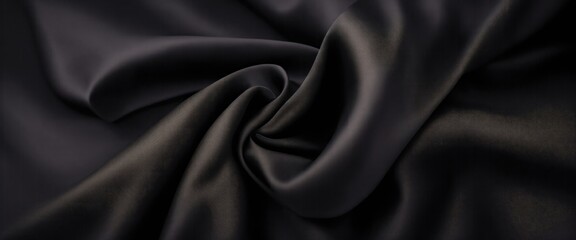 Fototapeta premium Luxurious Black Silk Fabric with Elegant Rich Folds