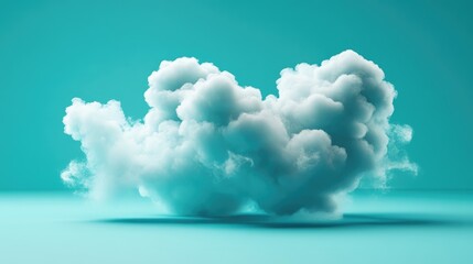 Elegant digital cloud with modern smoke effects on a plain, serene turquoise background, emphasizing technology