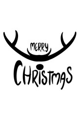 vector merry christmas text with head reindeer 