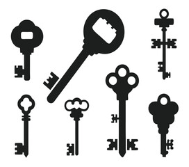 Keys silhouette collection. Key icon