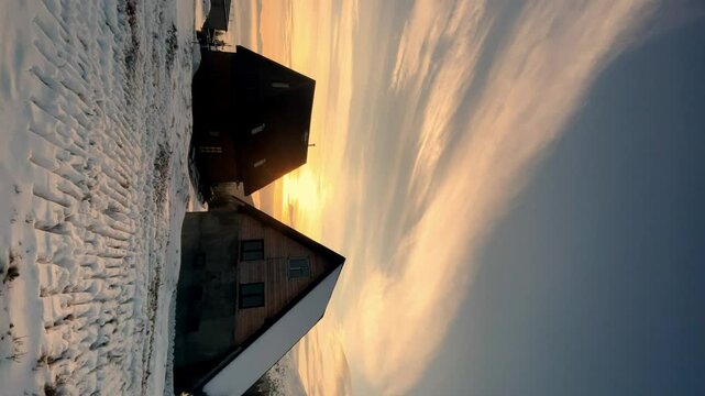 Dawn in mountains with beautiful clouds. Dragobrat landscape