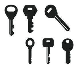 Keys silhouette collection. Key icon