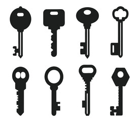 Keys silhouette collection. Key icon