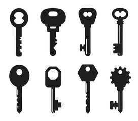 Keys silhouette collection. Key icon