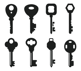 Keys silhouette collection. Key icon
