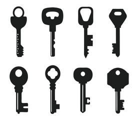 Keys silhouette collection. Key icon