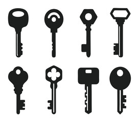 Keys silhouette collection. Key icon
