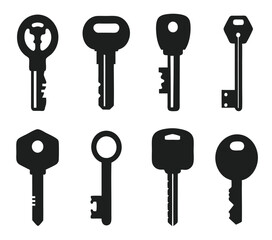 Keys silhouette collection. Key icon