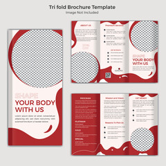 Gym And Fetness Vector Tri Fold Professional Brochure Template