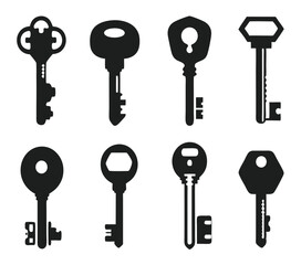 Keys silhouette collection. Key icon