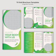 Gym And Fetness Vector Tri Fold Professional Brochure Template