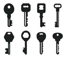 Keys silhouette collection. Key icon
